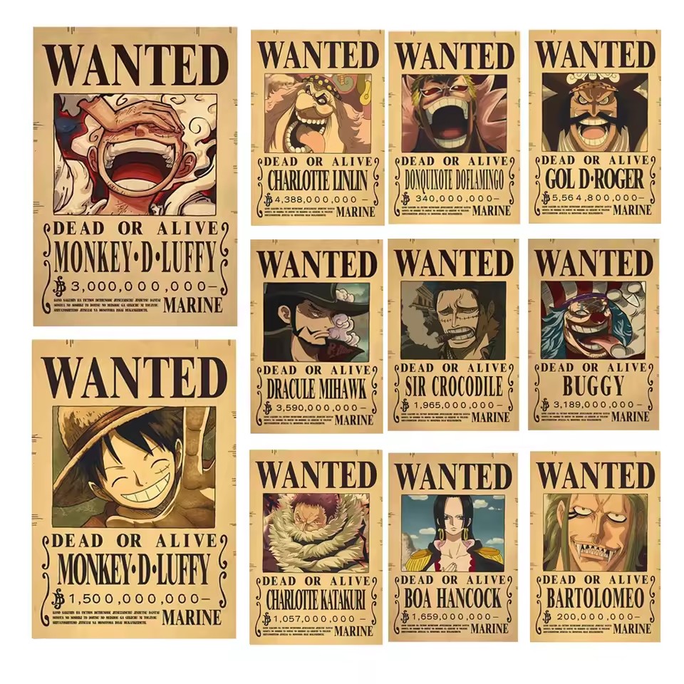 Vintage Collectibles Toys - Аниме-постеры «One Piece»: плакаты с розыскными