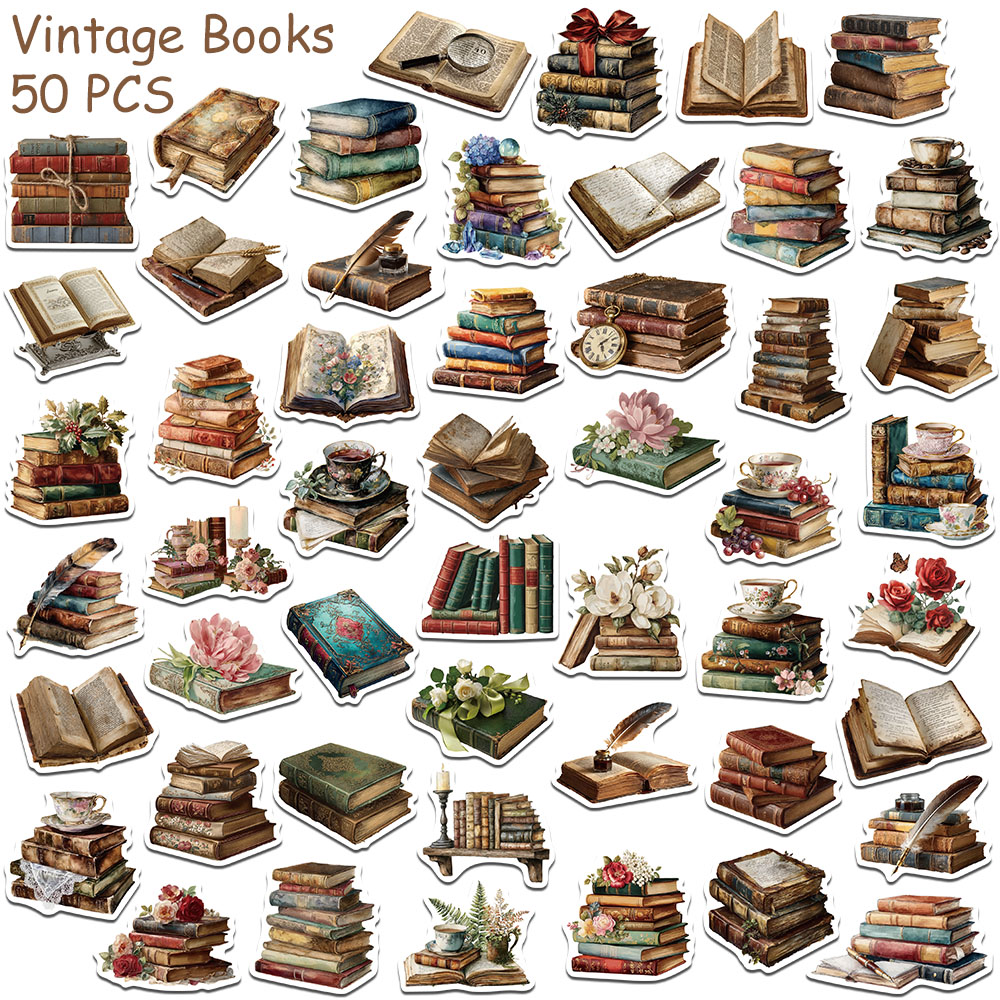 50 шт. винтажных наклеек-стике – обзор и цена Vintage Collectible Books